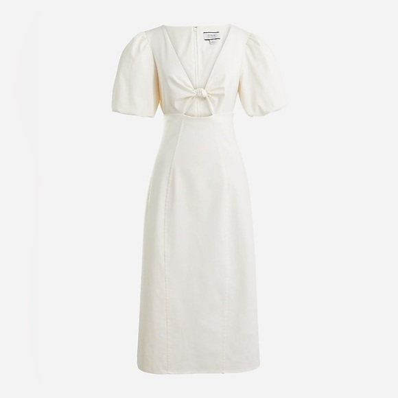 J. Crew Dresses & Skirts - NWT J. Crew Collection Cream Cutout puff-sleeve dress in cotton twill